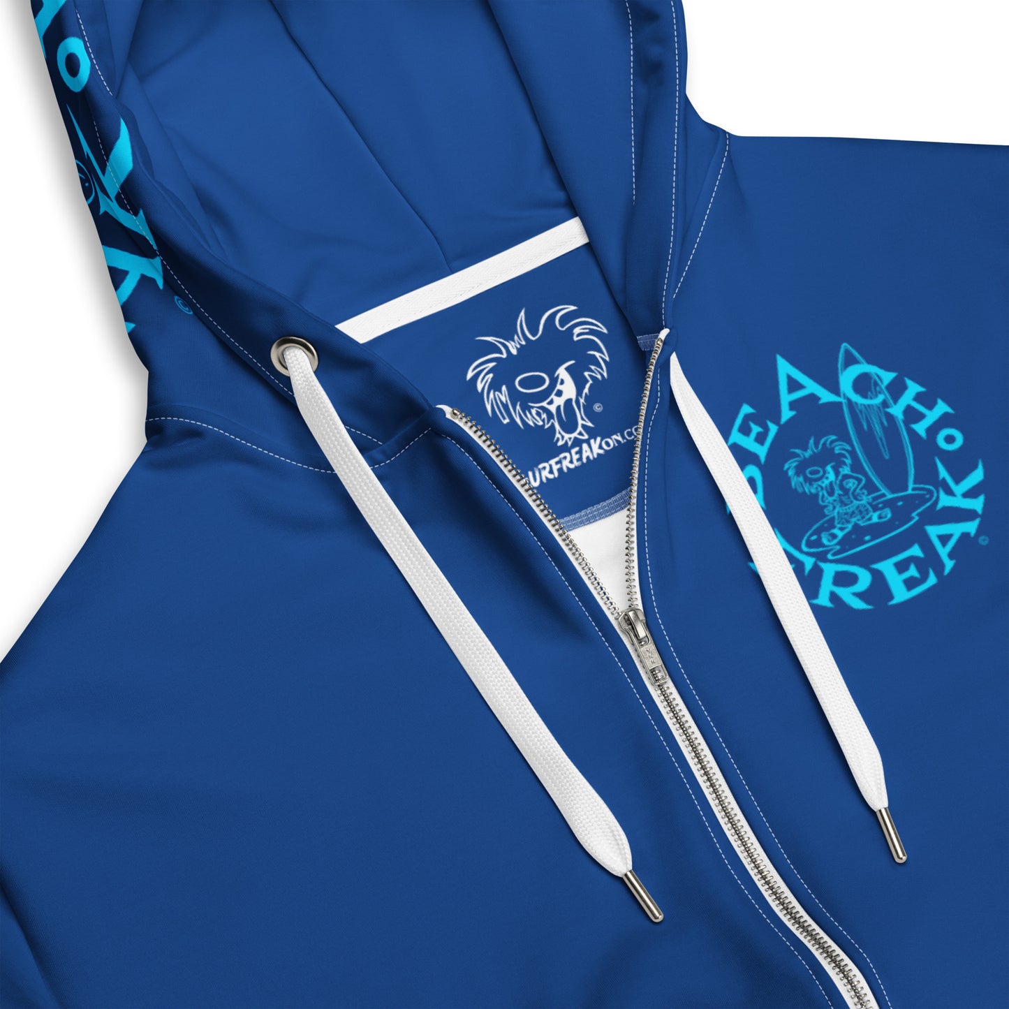 NEON BLUE BEACH FREAK© TRADITIONAL ZIP-UP HOODIE