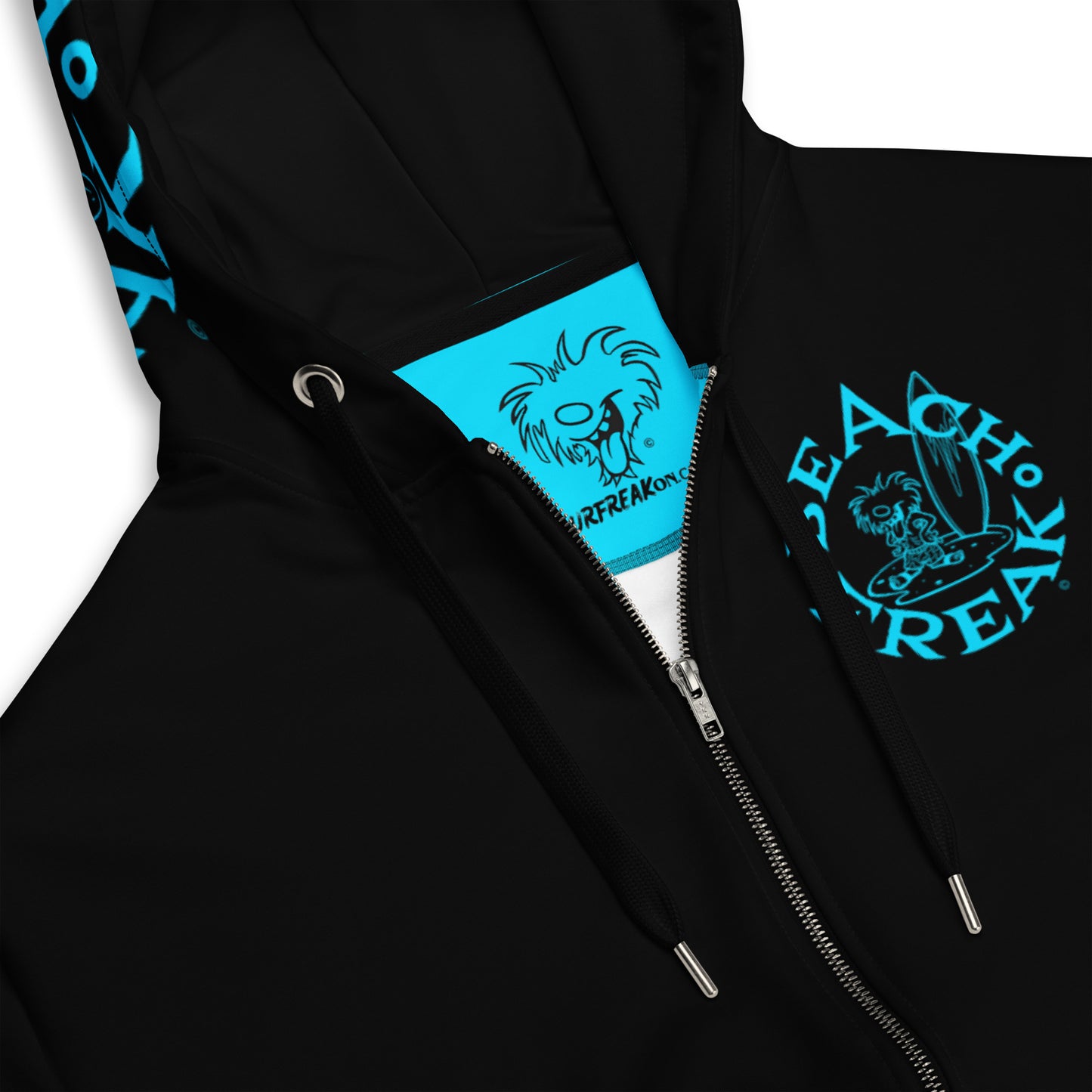 NEON BLUE BEACH FREAK© TRADITIONAL ZIP-UP HOODIE