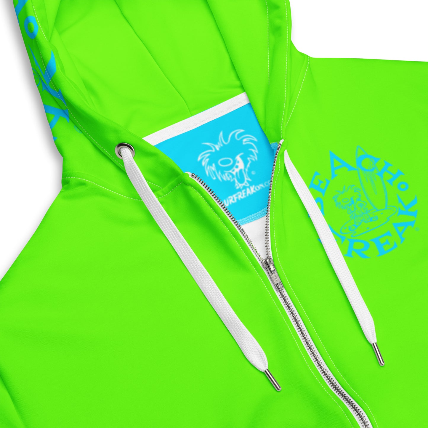 NEON BLUE BEACH FREAK© TRADITIONAL ZIP-UP HOODIE