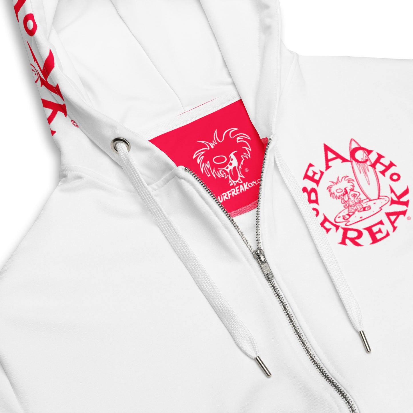 NEON RED BEACH FREAK© TRADITIONAL ZIP-UP HOODIE