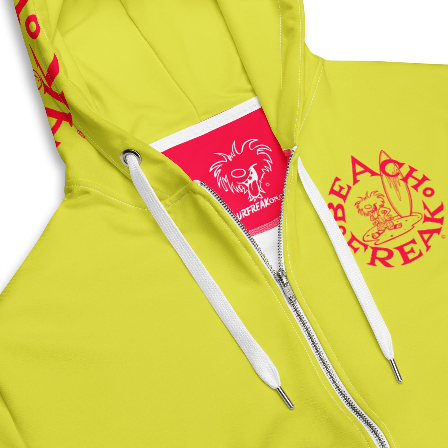 NEON RED BEACH FREAK© TRADITIONAL ZIP-UP HOODIE