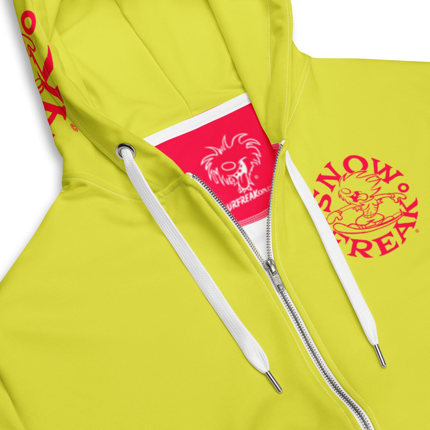 NEON RED SNOW FREAK© TRADITIONAL ZIP-UP HOODIE
