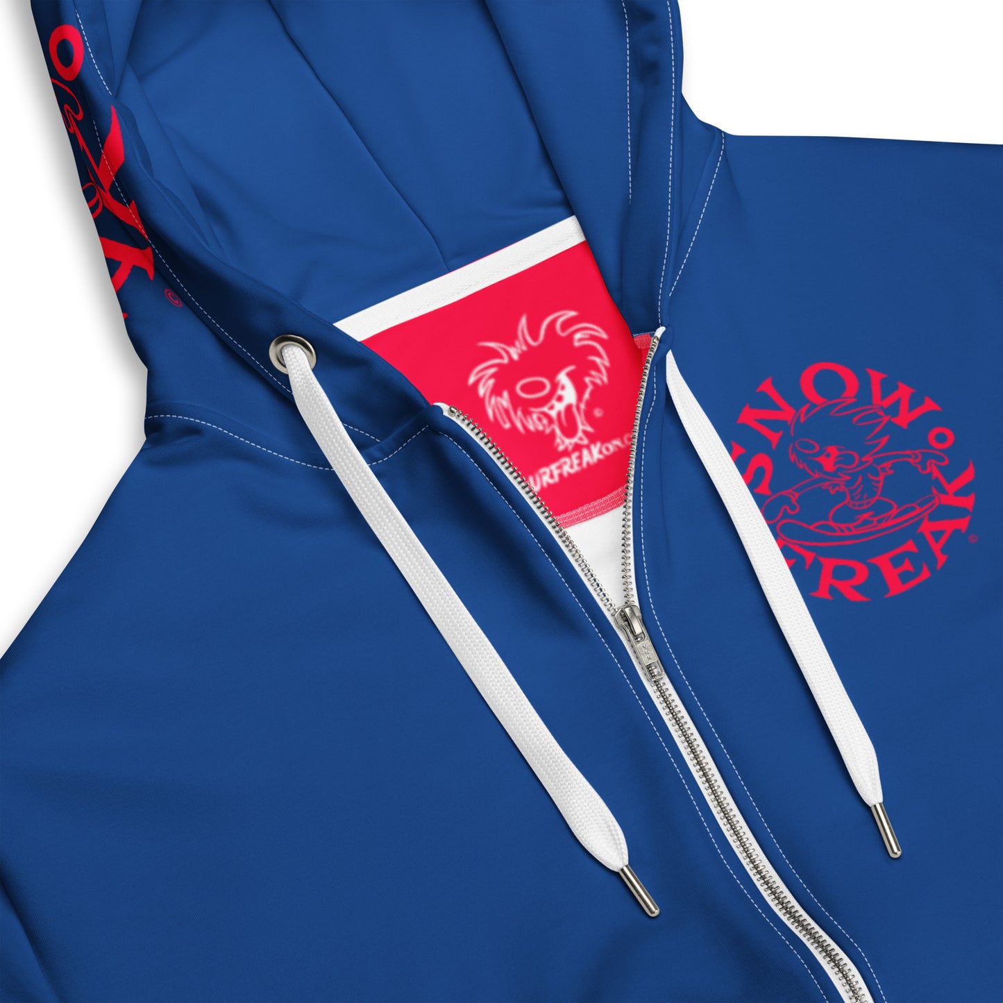 NEON RED SNOW FREAK© TRADITIONAL ZIP-UP HOODIE
