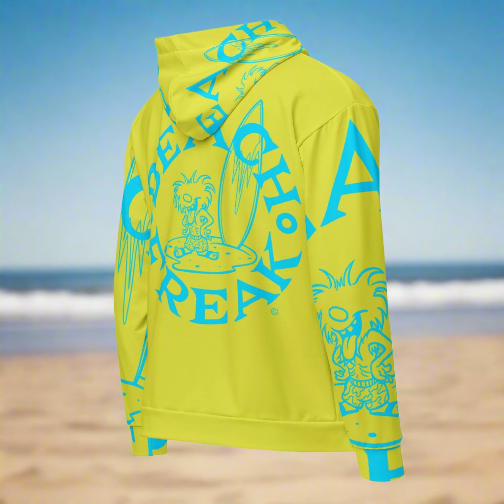 NEON BLUE BEACH FREAK© SPLASH'D© ZIP-UP HOODIE