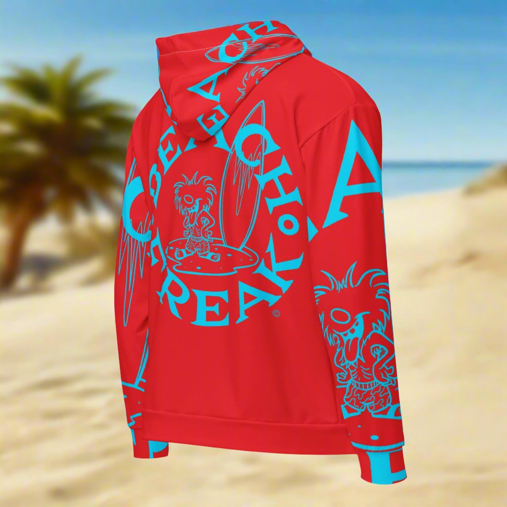 NEON BLUE BEACH FREAK© SPLASH'D© ZIP-UP HOODIE