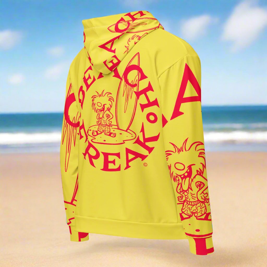 NEON RED BEACH FREAK© SPLASH'D© ZIP-UP HOODIE