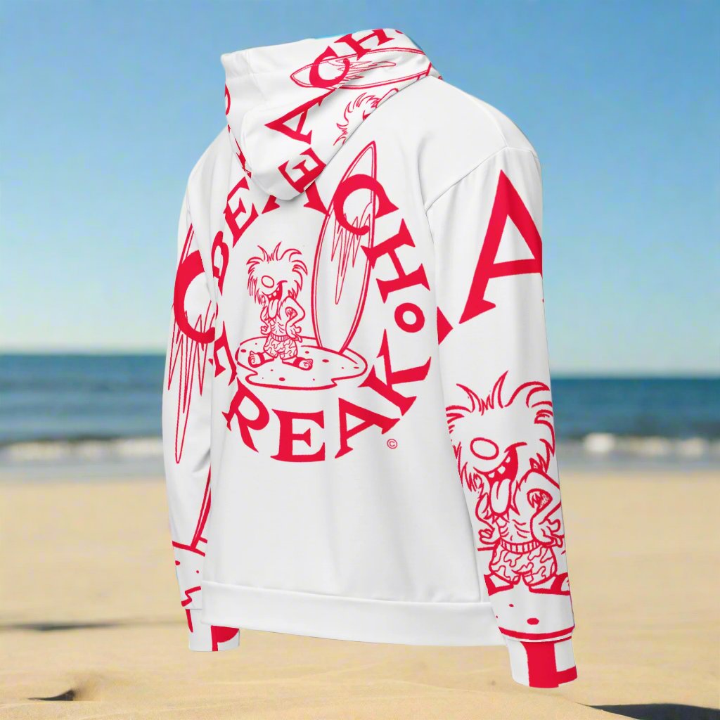 NEON RED BEACH FREAK© SPLASH'D© ZIP-UP HOODIE