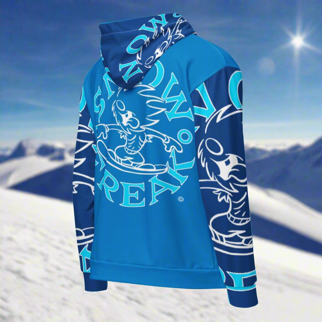 NEON BLUE & WHITE SNOW FREAK© SPLASH'D© ZIP-UP HOODIE