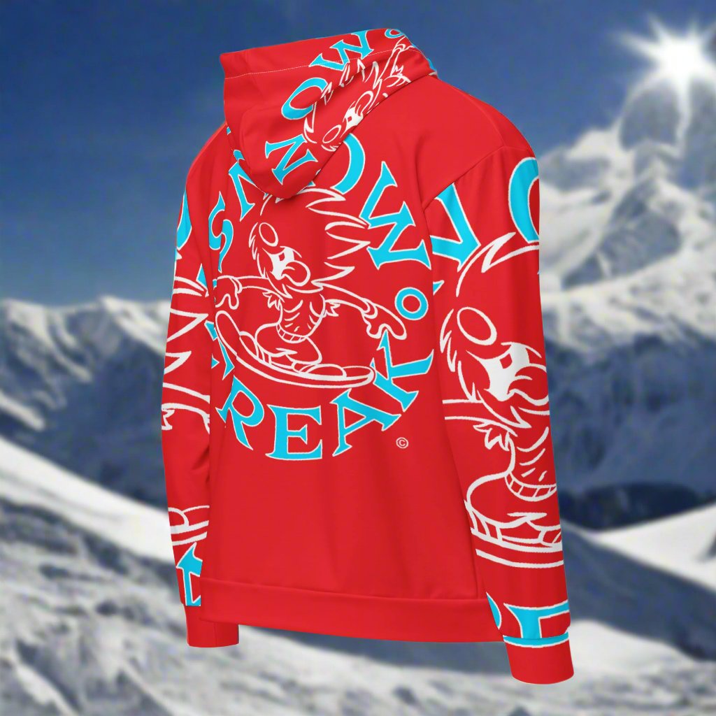 NEON BLUE & WHITE SNOW FREAK© SPLASH'D© ZIP-UP HOODIE