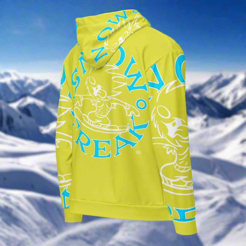 NEON BLUE & WHITE SNOW FREAK© SPLASH'D© ZIP-UP HOODIE