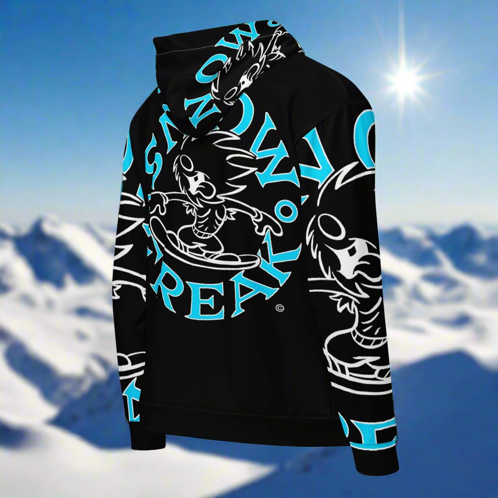 NEON BLUE & WHITE SNOW FREAK© SPLASH'D© ZIP-UP HOODIE