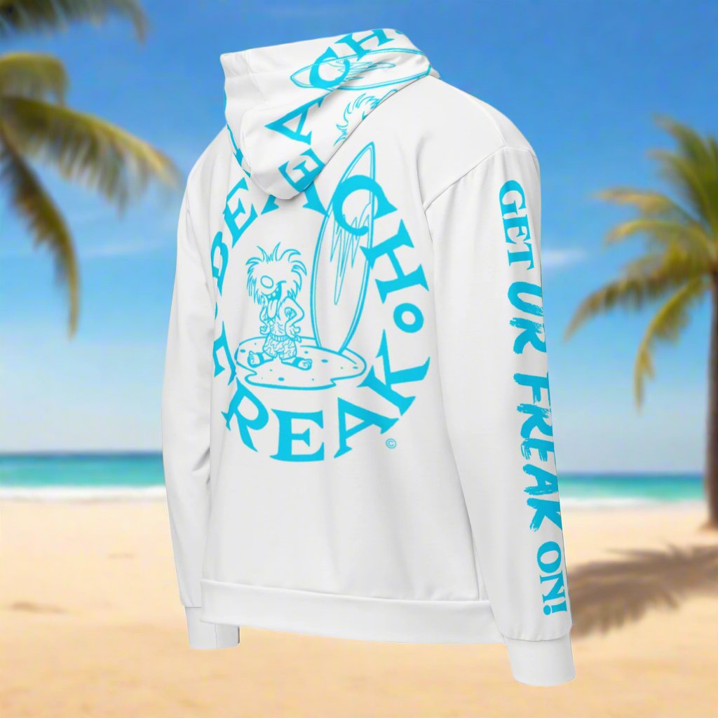 NEON BLUE BEACH FREAK© TRADITIONAL ZIP-UP HOODIE