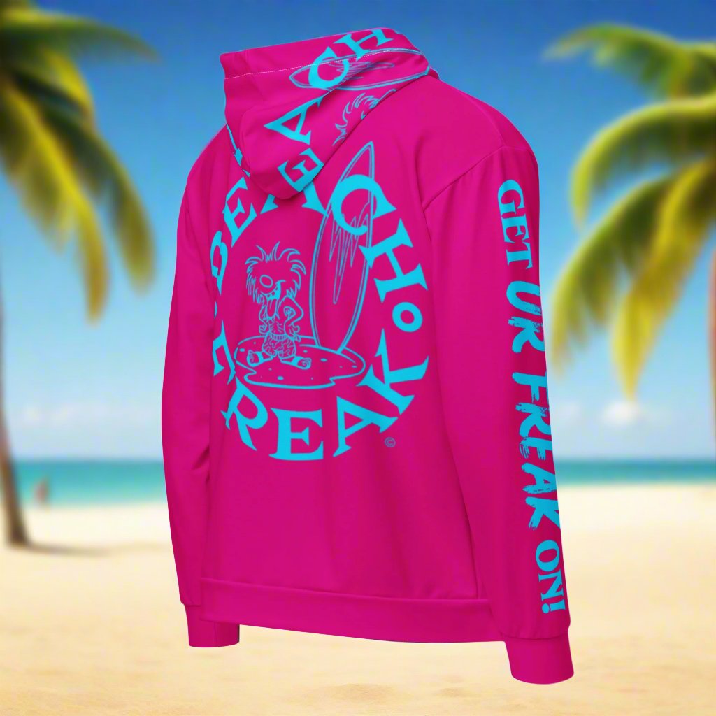 NEON BLUE BEACH FREAK© TRADITIONAL ZIP-UP HOODIE