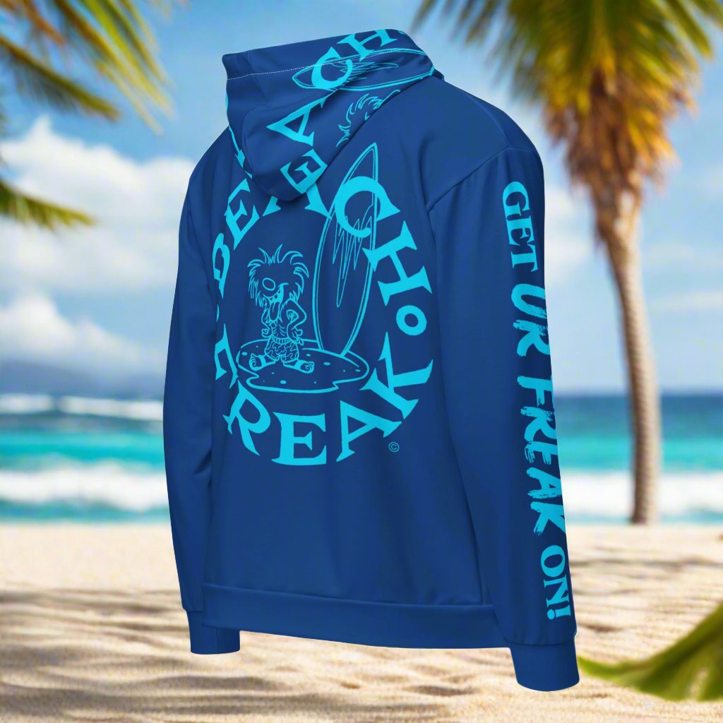 NEON BLUE BEACH FREAK© TRADITIONAL ZIP-UP HOODIE