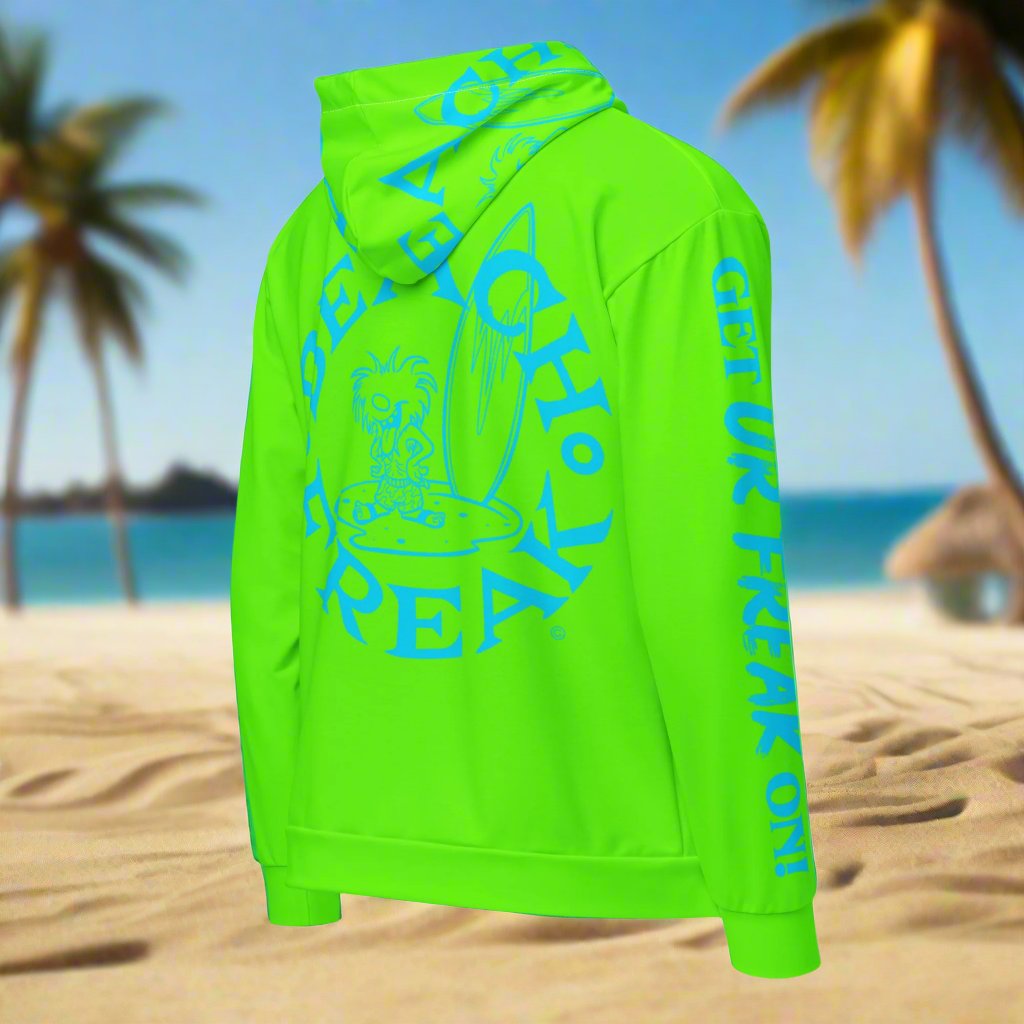 NEON BLUE BEACH FREAK© TRADITIONAL ZIP-UP HOODIE