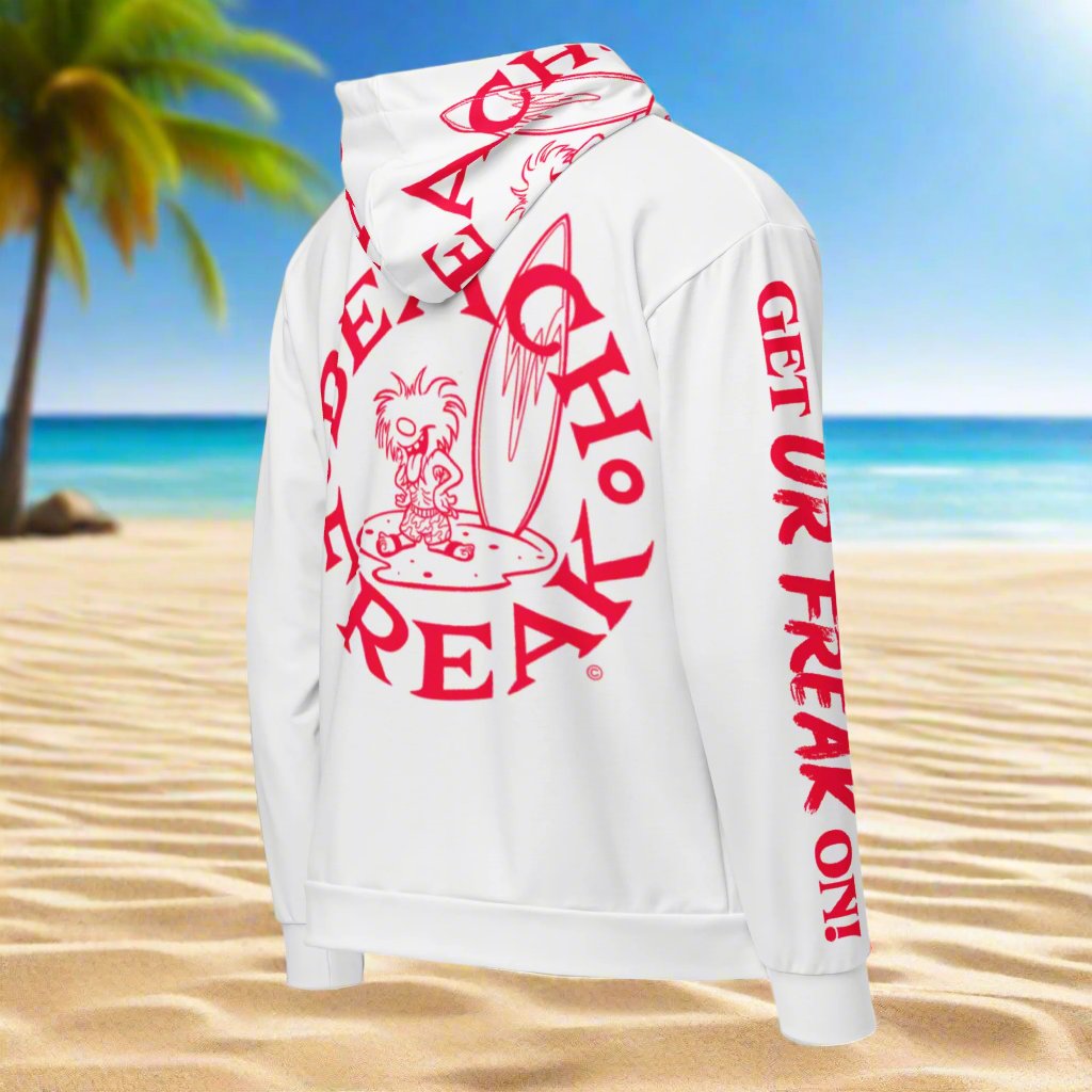NEON RED BEACH FREAK© TRADITIONAL ZIP-UP HOODIE