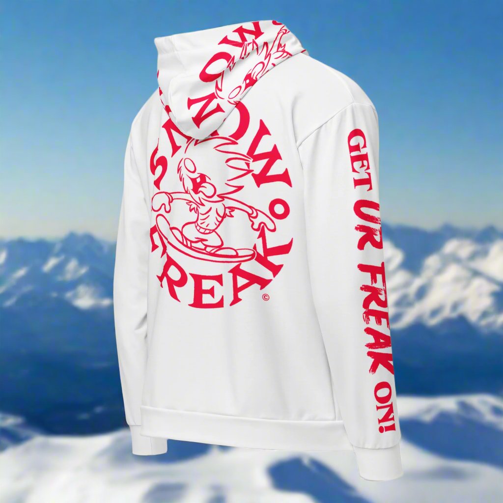 NEON RED SNOW FREAK© TRADITIONAL ZIP-UP HOODIE