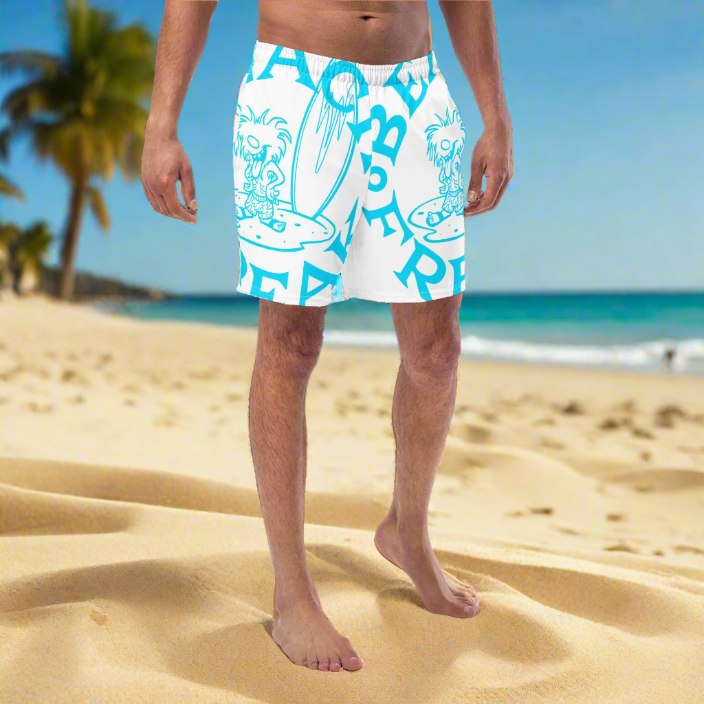 NEON BLUE BEACH FREAK© SPLASH'D© MEN'S SWIM TRUNKS
