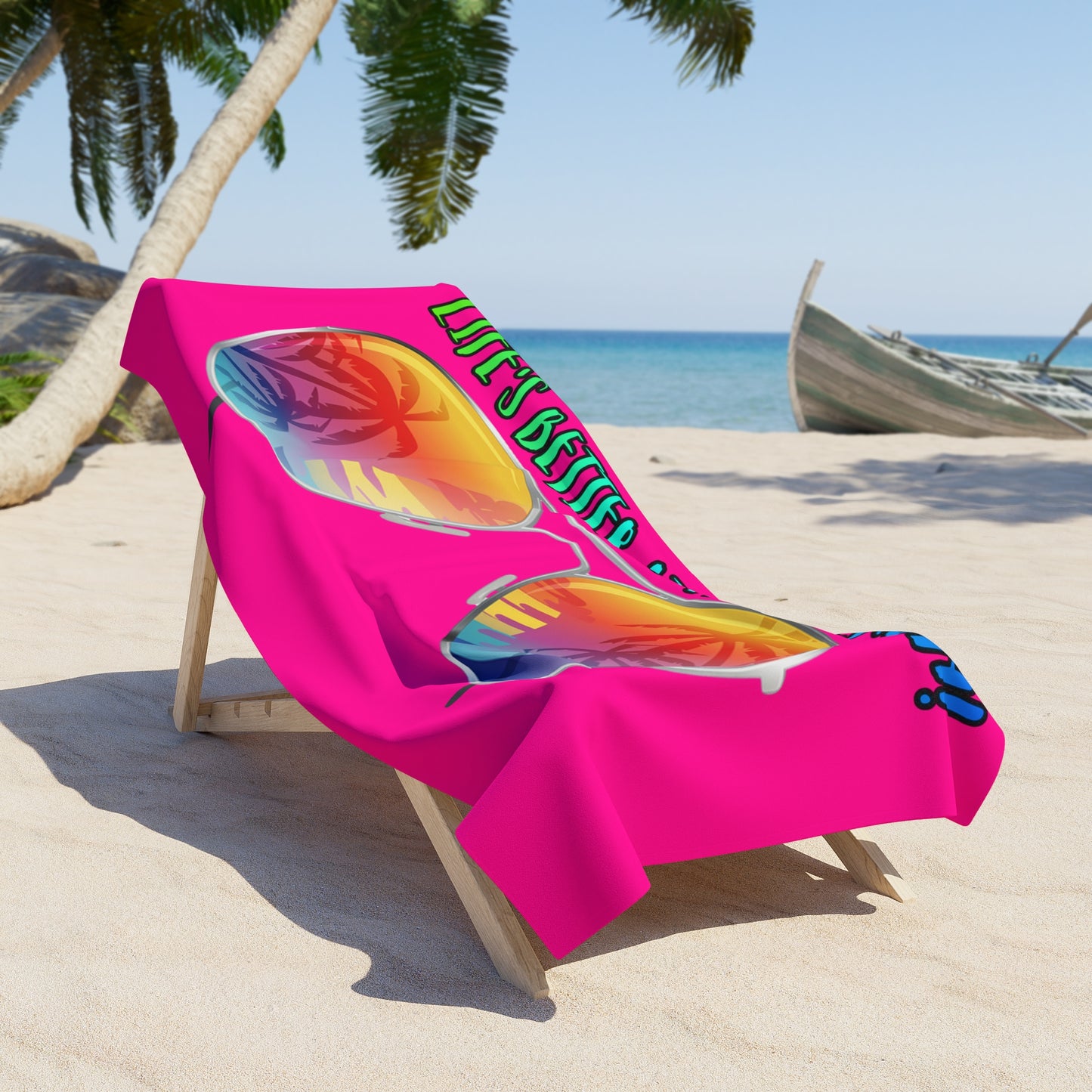 LIFE'S BETTER AT THE BEACH! BEACH FREAK© OVERSIZED 36" X 72" MINK COTTON TOWEL
