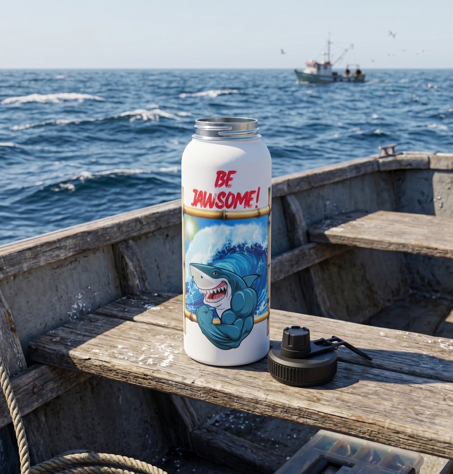 BE JAWSOME! - BEACH FREAK© Stainless Steel SPORT Water Bottle