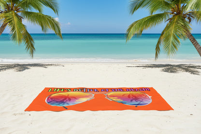 LIFE'S BETTER AT THE BEACH! BEACH FREAK© OVERSIZED 36" X 72" MINK COTTON TOWEL