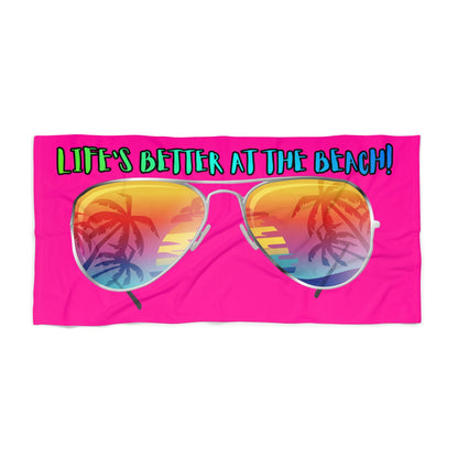 LIFE'S BETTER AT THE BEACH! BEACH FREAK© OVERSIZED 36" X 72" MINK COTTON TOWEL