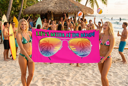 LIFE'S BETTER AT THE BEACH! BEACH FREAK© OVERSIZED 36" X 72" MINK COTTON TOWEL