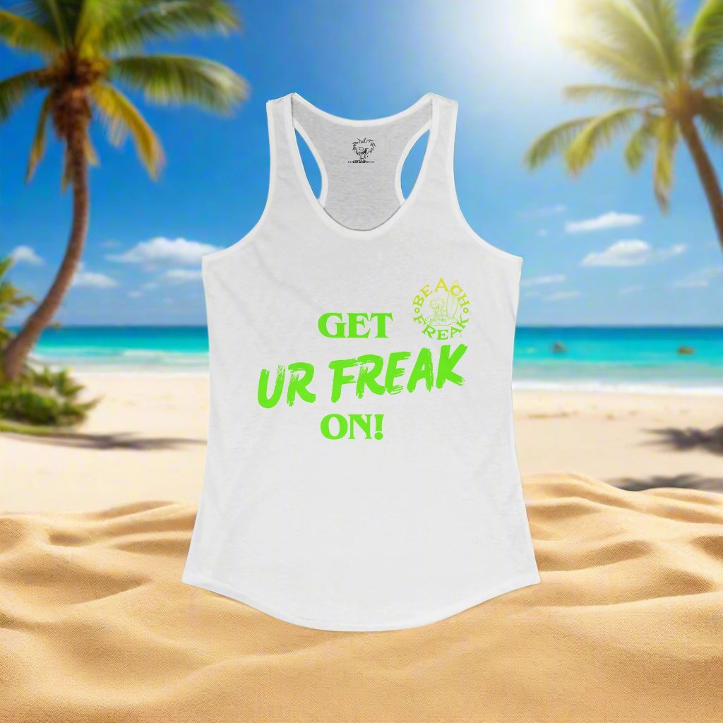'GET UR FREAK ON!' LIME BEACH FREAK© Racerback Tank