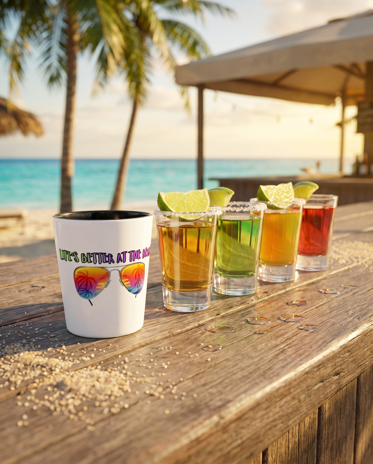 LIFE'S BETTER AT THE BEACH! - BEACH FREAK© Ceramic Shot Glass