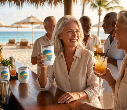 LIFE EASES WITH OCEAN BREEZES - BEACH FREAK© Chill Wine Tumbler