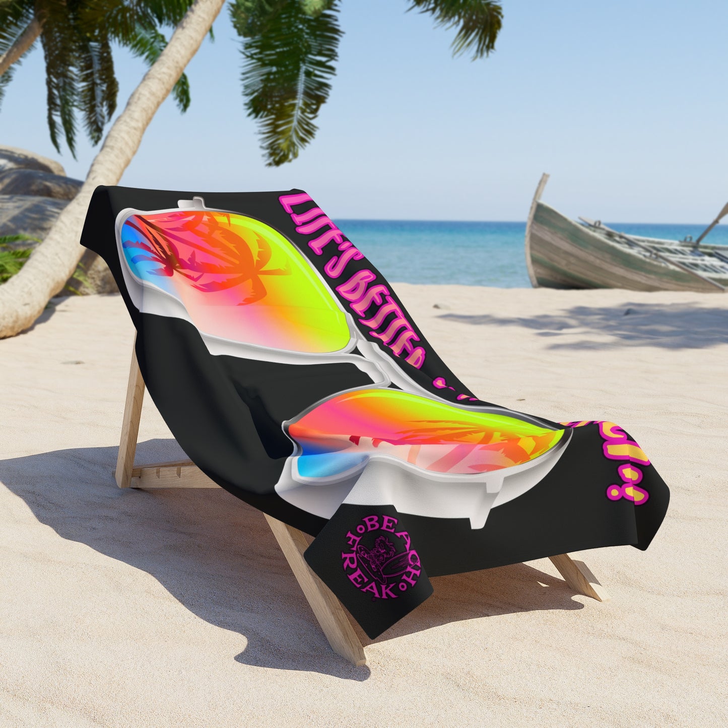 LIFE'S BETTER AT THE BEACH! BEACH FREAK© OVERSIZED 36" X 72" MINK COTTON TOWEL