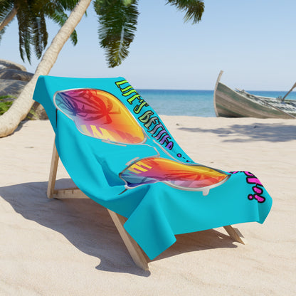 LIFE'S BETTER AT THE BEACH! BEACH FREAK© OVERSIZED 36" X 72" MINK COTTON TOWEL