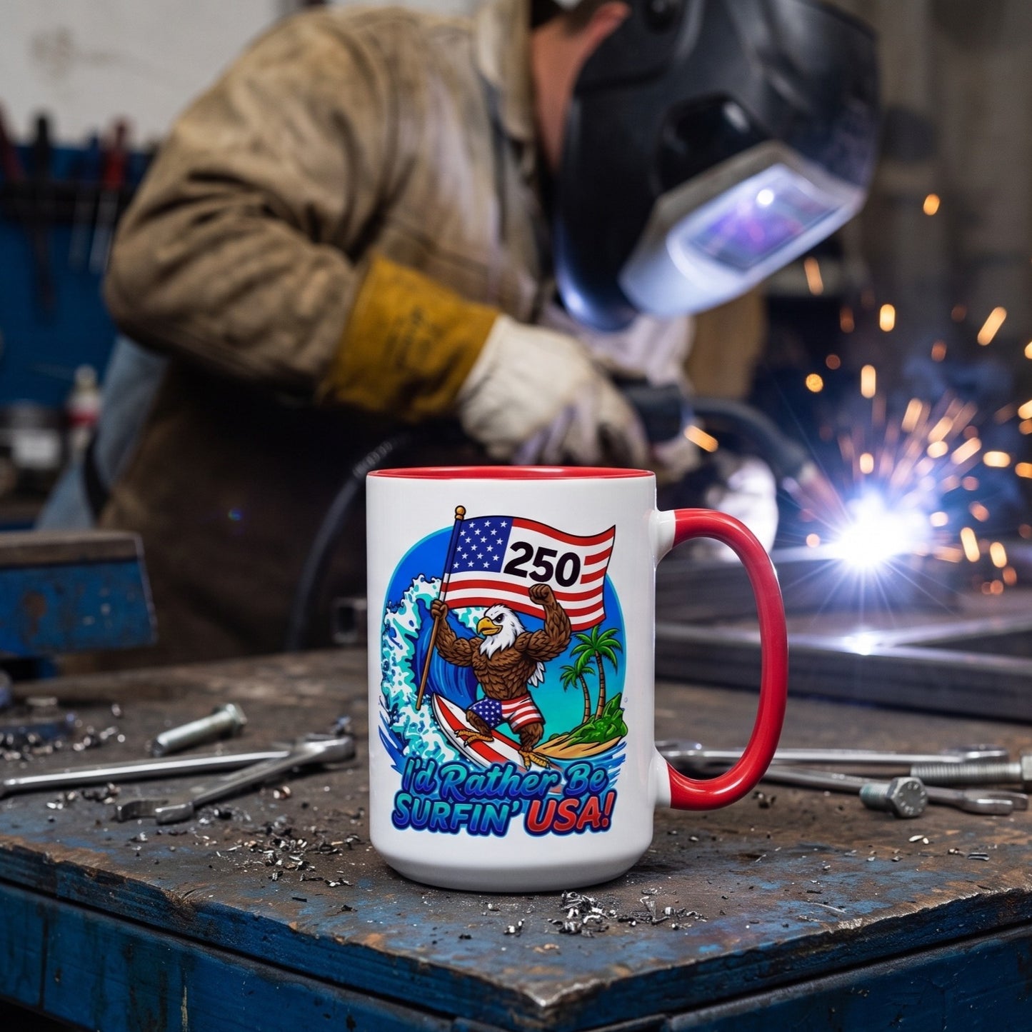 SURFIN' USA BALD EAGLE '250' LIMITED EDITION - BEACH FREAK© 15 OZ. MUG