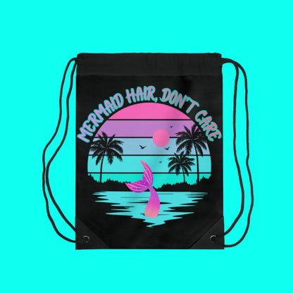 MERMAID HAIR, DON'T CARE - BEACH FREAK© Drawstring Bag