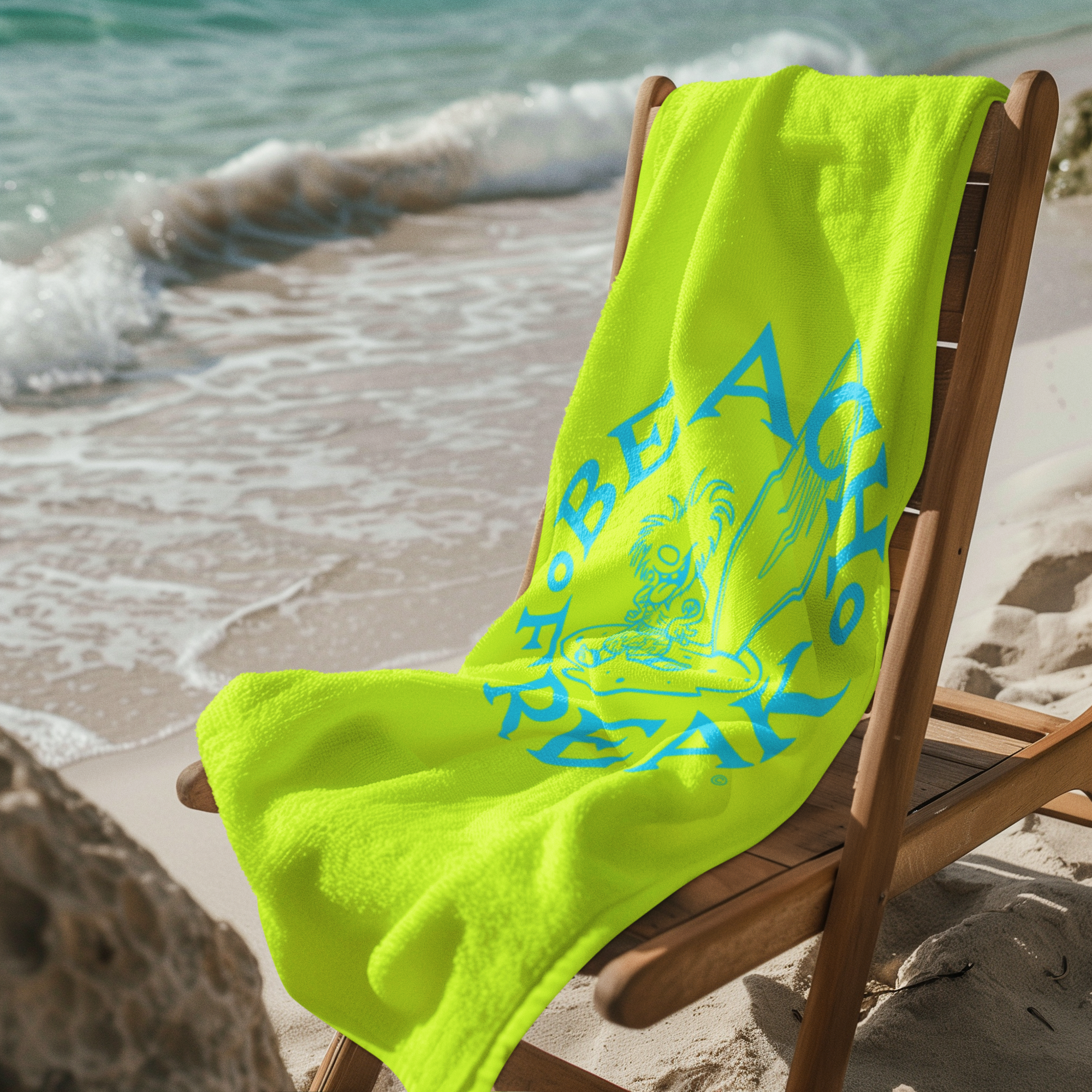 NEON BLUE BEACH FREAK© Mink-Cotton Towel – FREAKN EH PRODUCTIONS