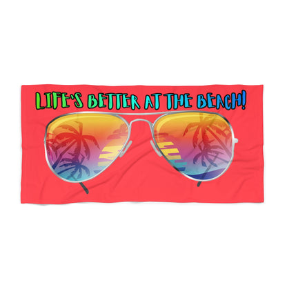 LIFE'S BETTER AT THE BEACH! BEACH FREAK© OVERSIZED 36" X 72" MINK COTTON TOWEL