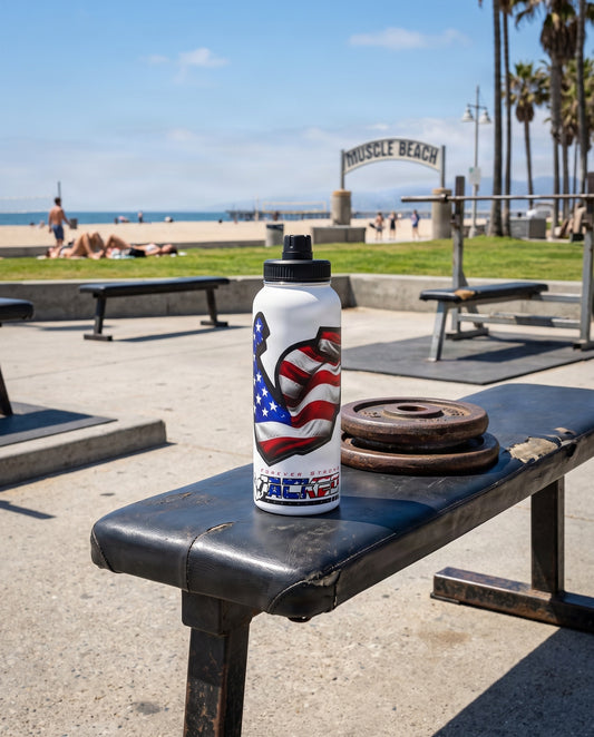 JACKED™ USA 'GET FLEXED' Stainless Steel SPORT Water Bottle