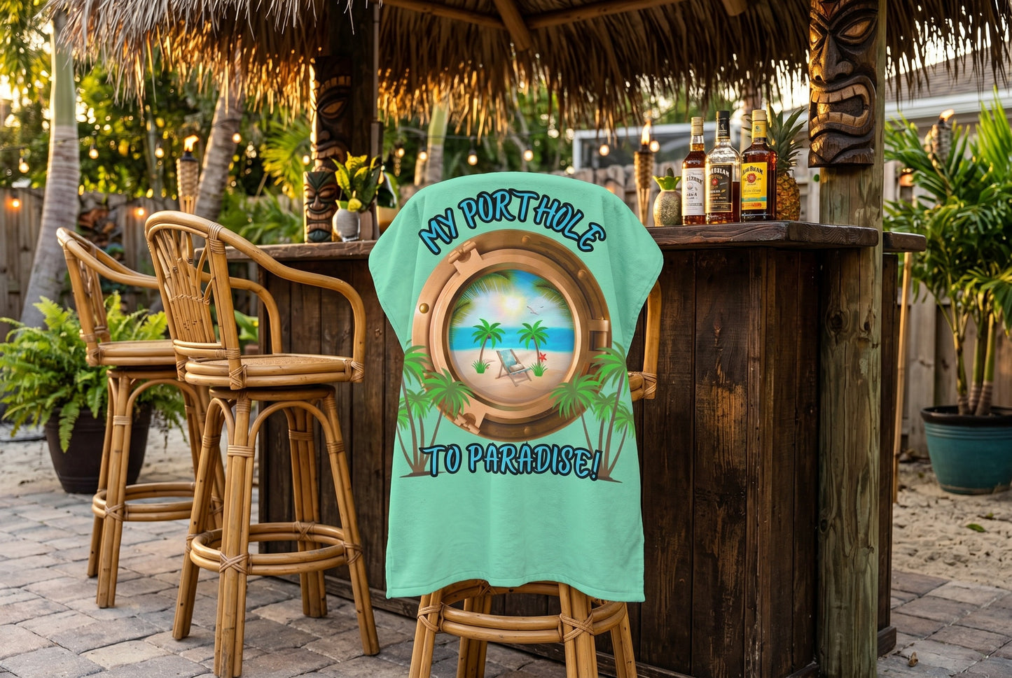 MY PORTHOLE TO PARADISE! - BEACH FREAK© MUY GRANDE MINK COTTON TOWEL