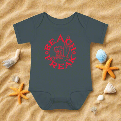 NEON RED BEACH FREAK© Baby Rib Bodysuit