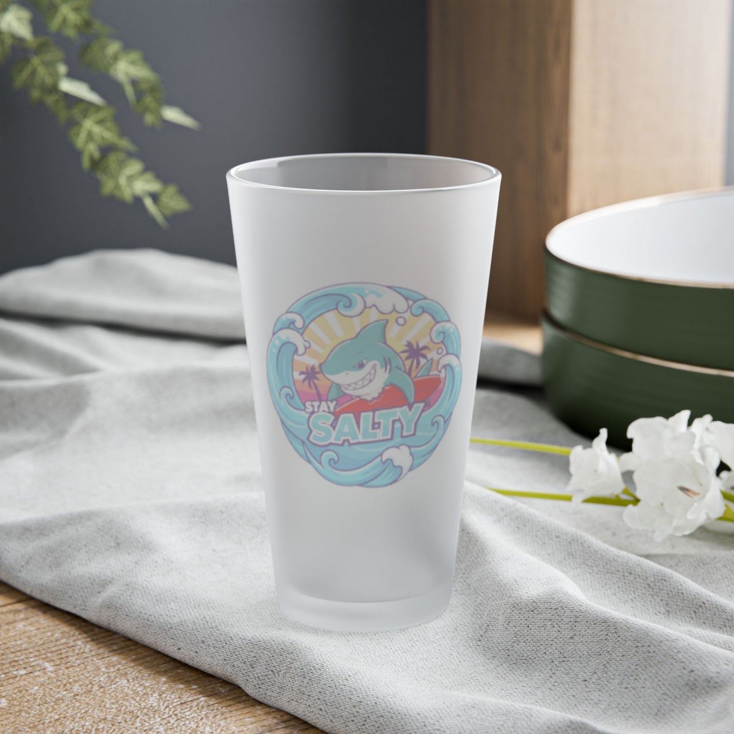 STAY SALTY - BEACH FREAK© Frosted Pint Glass