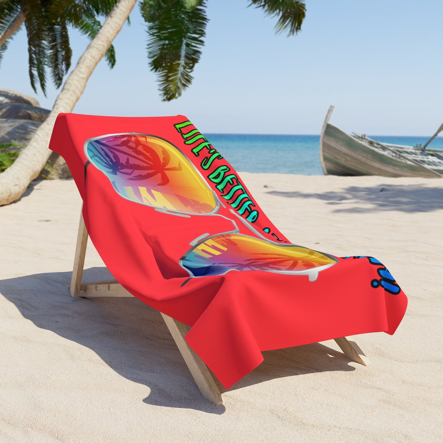 LIFE'S BETTER AT THE BEACH! BEACH FREAK© OVERSIZED 36" X 72" MINK COTTON TOWEL