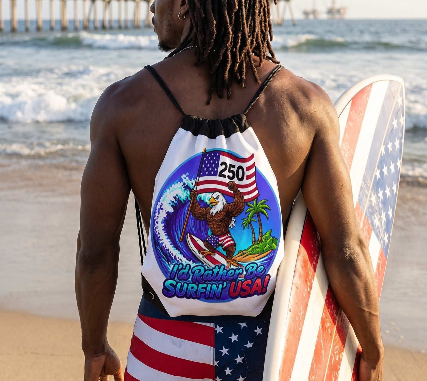 SURFIN' USA FREEDOM 250 LIMITED EDITION - BEACH FREAK© Drawstring Bag