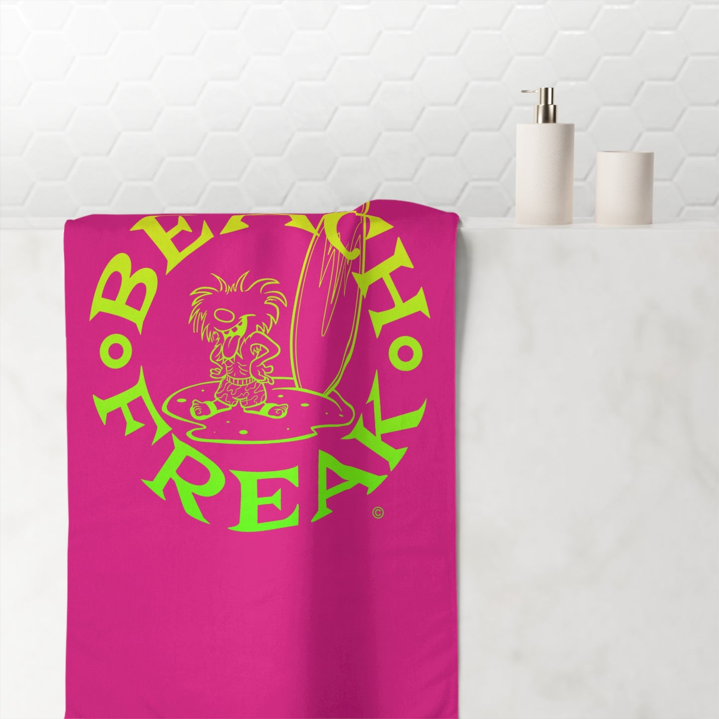 LIME 'N' YELLOW BEACH FREAK© Mink-Cotton Towel