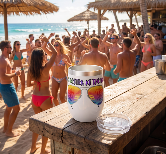 LIFE'S BETTER AT THE BEACH! BEACH FREAK© Chill Wine Tumbler