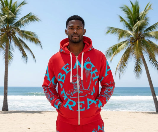 NEON BLUE BEACH FREAK SPLASH'D© ZIP-UP HOODIE