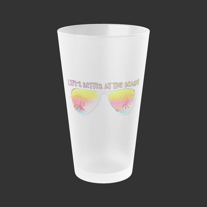LIFE'S BETTER AT THE BEACH - BEACH FREAK© Frosted Pint Glass