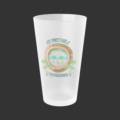 MY PORTHOLE TO PARADISE - BEACH FREAK© Frosted Pint Glass