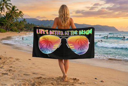 LIFE'S BETTER AT THE BEACH! BEACH FREAK© OVERSIZED 36" X 72" MINK COTTON TOWEL