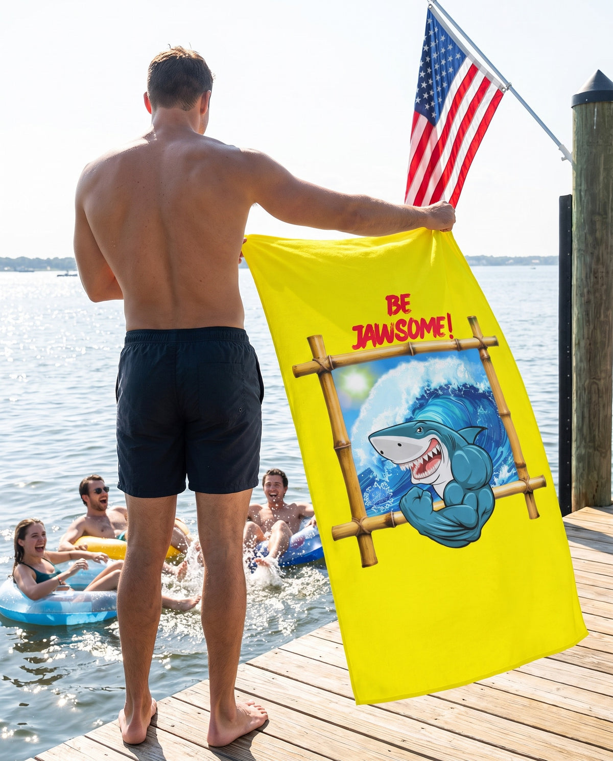 BE JAWSOME! MUY GRANDE 36" X 72" - BEACH FREAK© MINK COTTON TOWEL