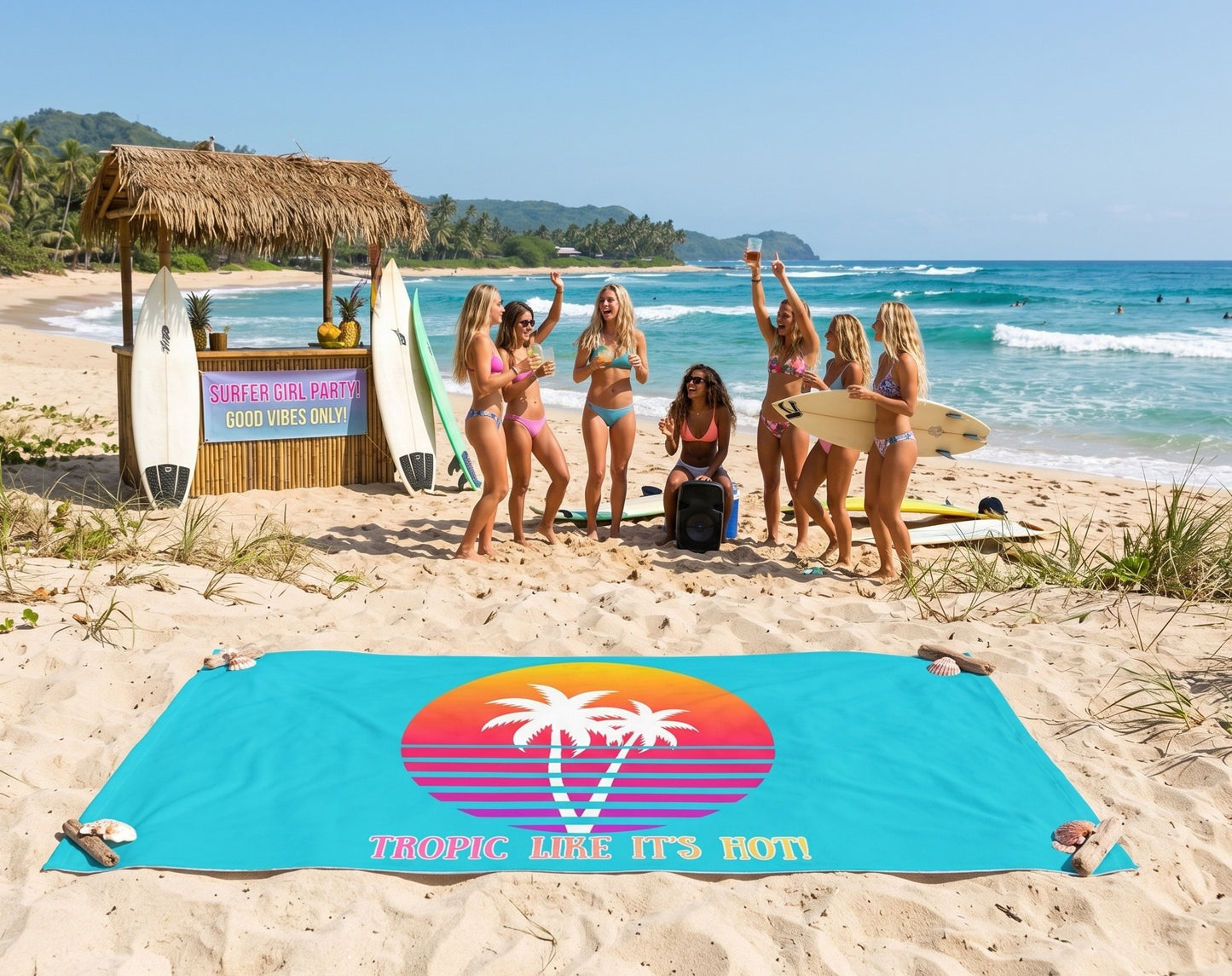 TROPIC LIKE IT'S HOT! - BEACH FREAK© MUY GRANDE MINK COTTON TOWEL